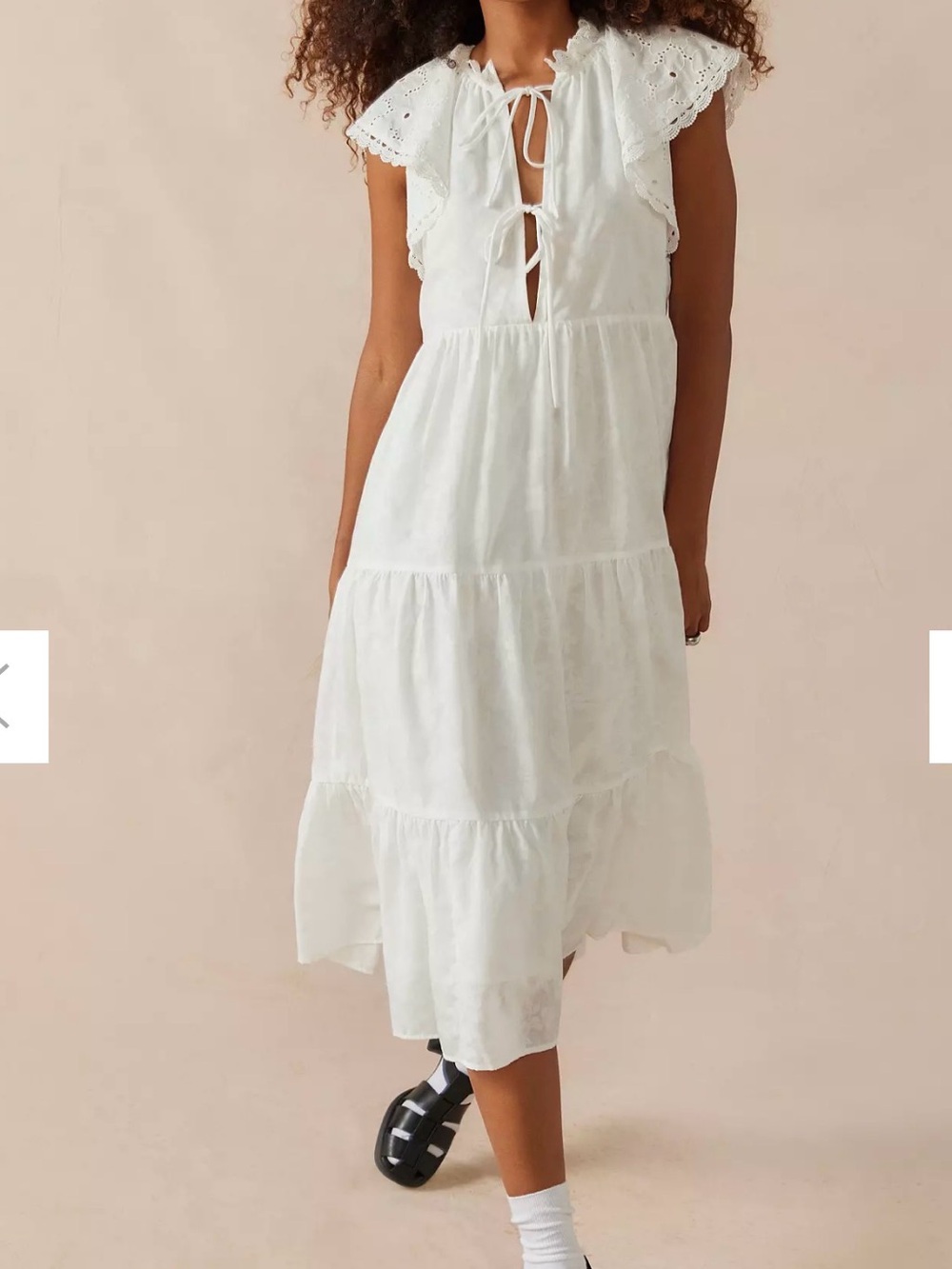 Urban Outfitters En Saison Rue Eyelet Tiered Midi Dress Sz L